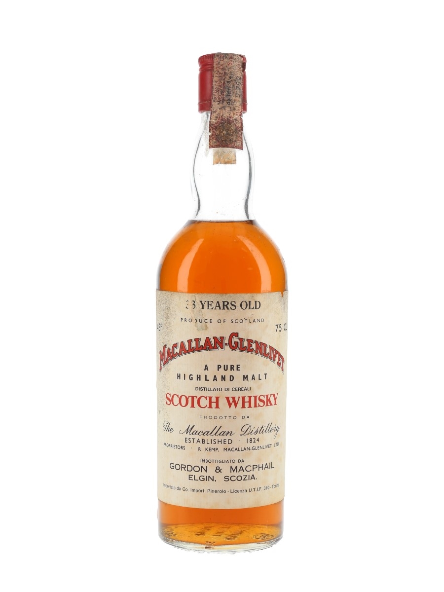Macallan Glenlivet 33 Year Old Bottled 1970s - Co. Import Pinerolo 75cl / 43%