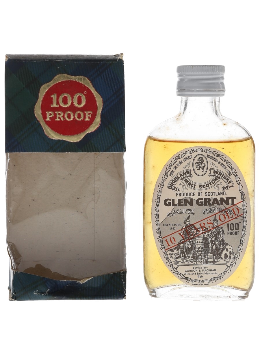 Glen Grant 10 Year Old 100 Proof Bottled 1970s - Gordon & MacPhail 5cl / 57%