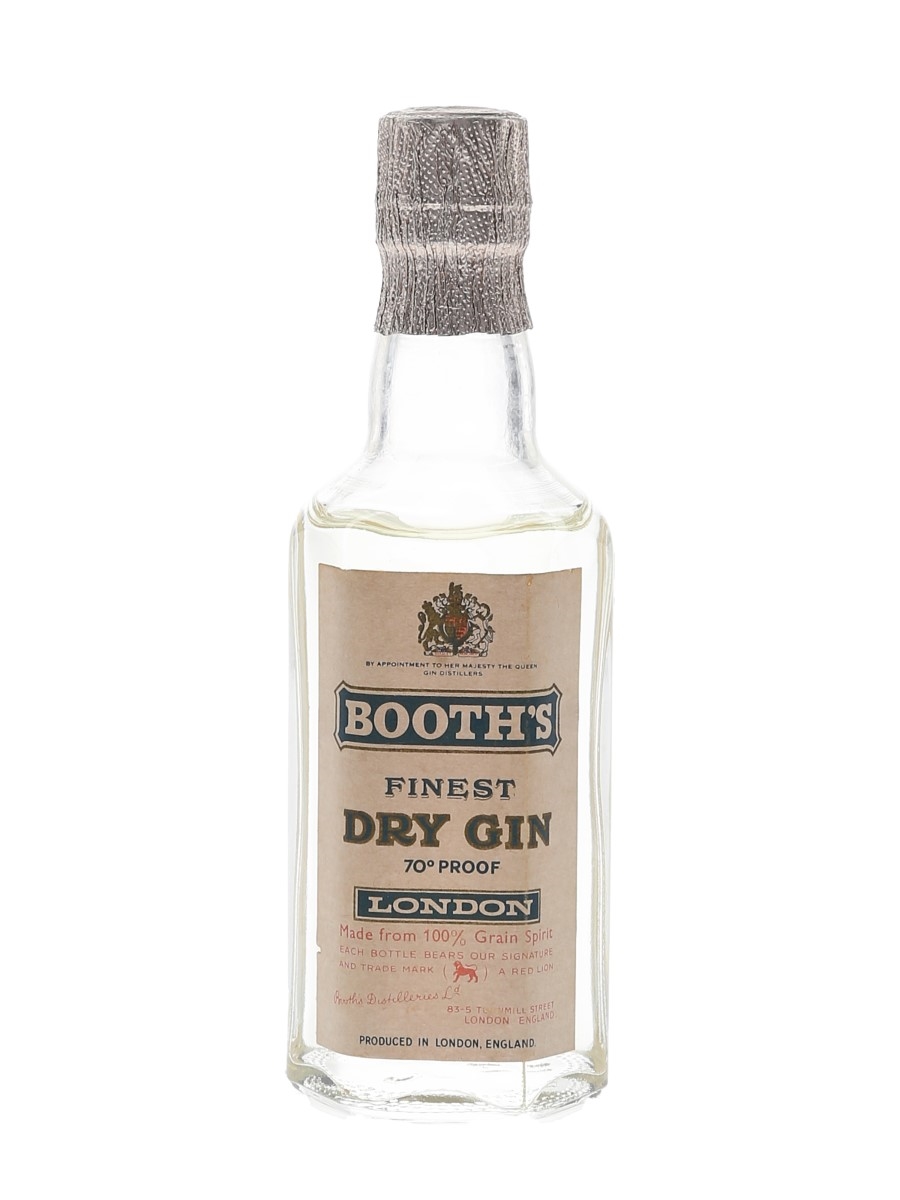Booth's Finest Dry Gin Bottled 1960s 5cl / 40%