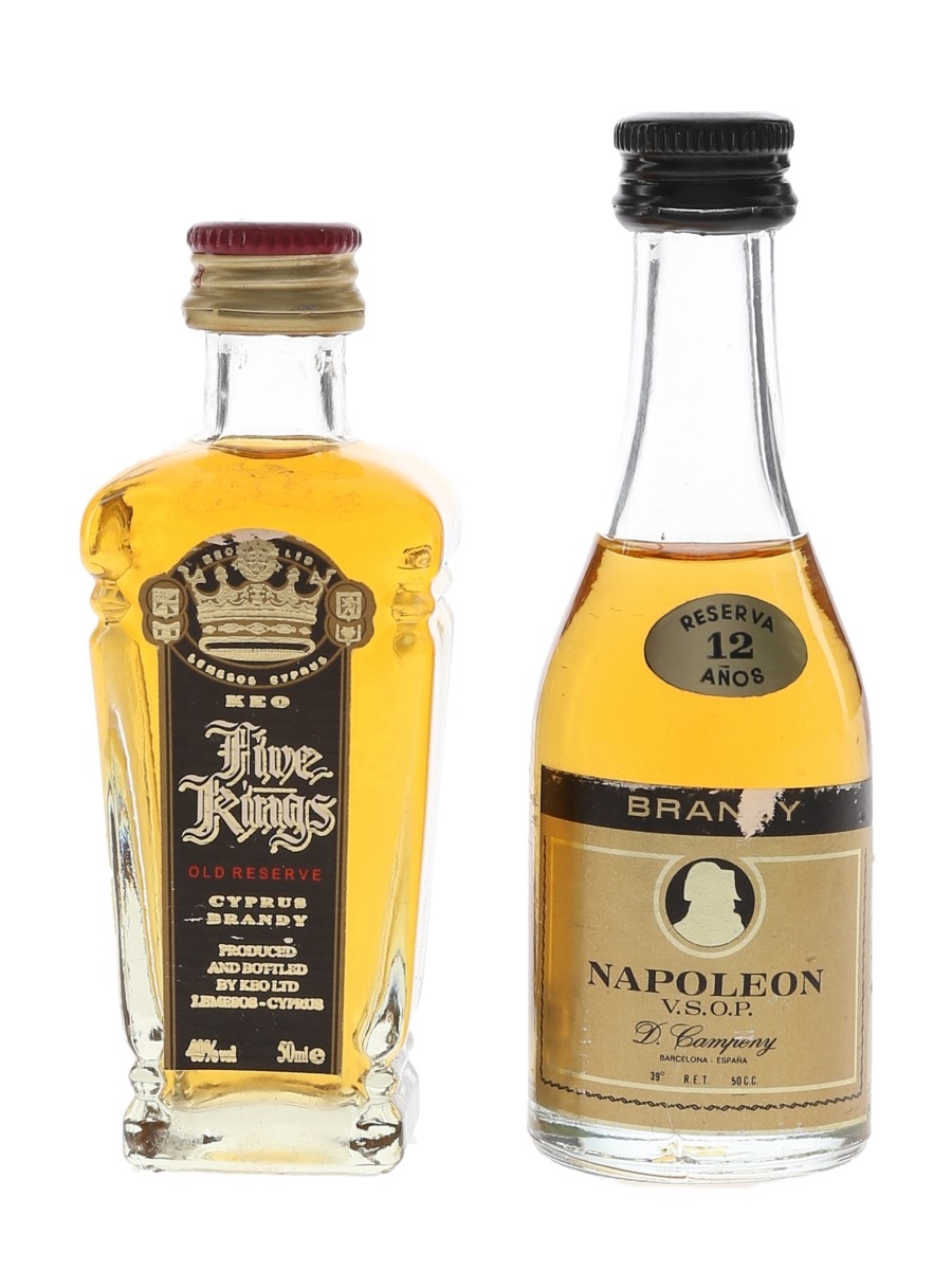 D Campeny Napoleon 12 Year Old VSOP & Keo Five Kings Bottled 1980s-1990s 2 x 5cl