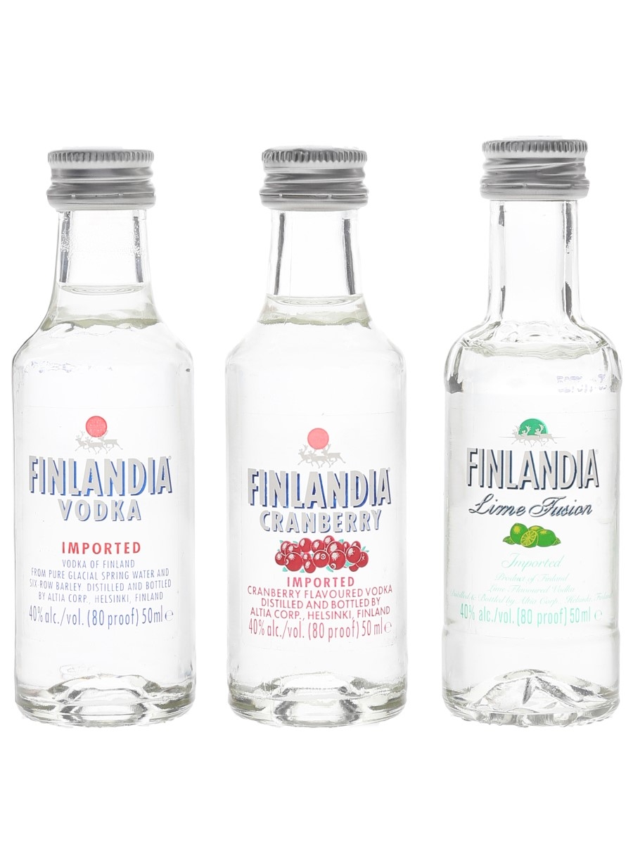 Finlandia Cranberry, Lime Fusion & Imported  3 x 5cl / 40%
