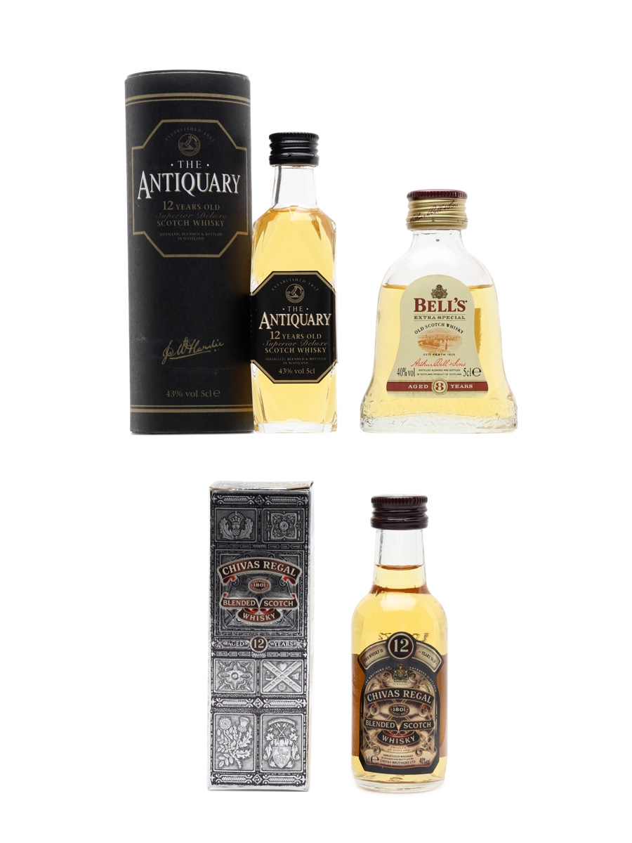 Antiquary 12, Bell's 8 & Chivas Regal 12 Year Old  3 x 5cl