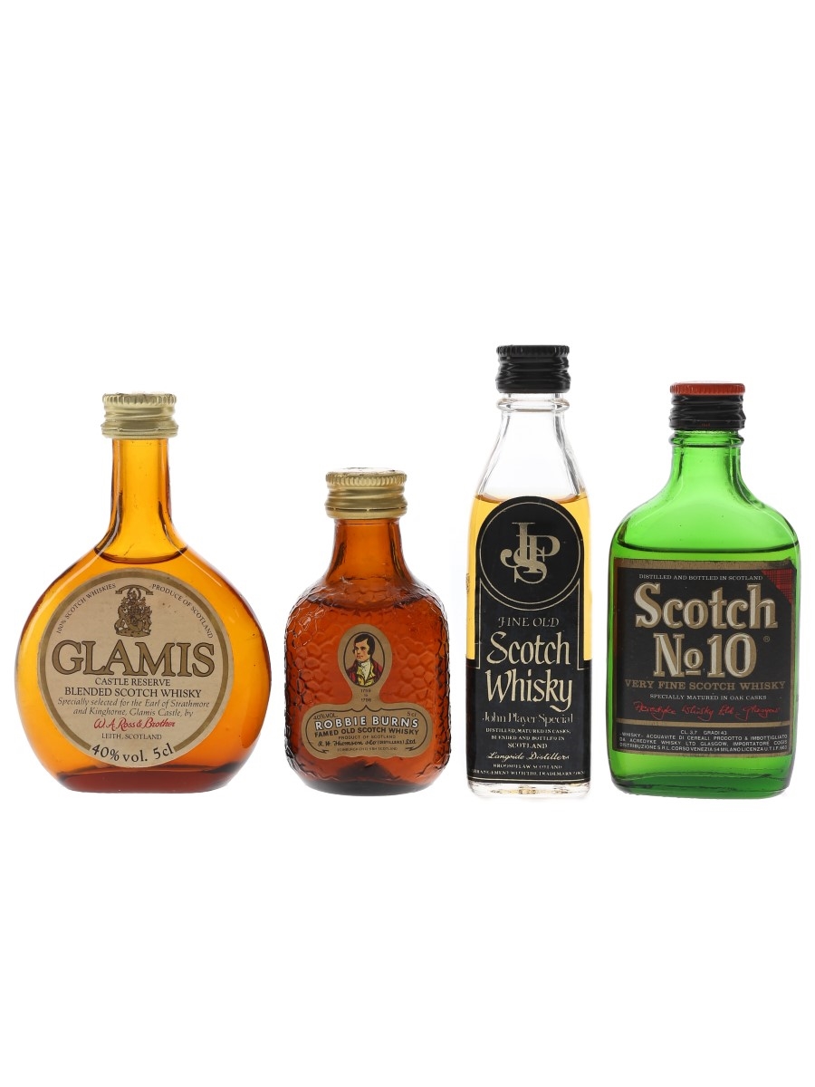 Glamis, John Player Special, Robbie Burns & Scotch No.10 Bottled 1980s 4 x 3.7cl-5cl
