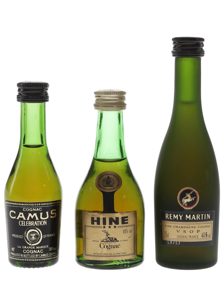 Camus, Hine & Remy Martin Bottled 1980s 3 x 3cl-5cl / 40%