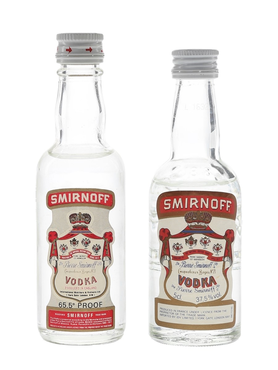 Smirnoff Red Label Bottled 1970s & 1980s 2 x 5cl / 37.5%