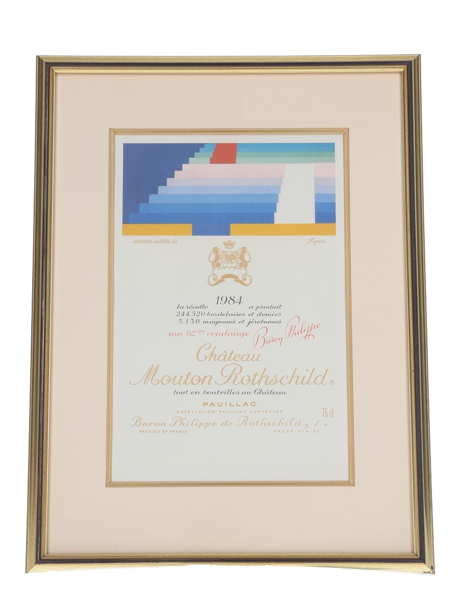 Chateau Mouton Rothschild 1984 Framed Label Print Yaacov Agam 31cm x 41cm