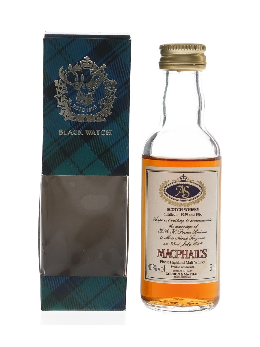 MacPhail's Royal Wedding 1959 & 1960 Bottled 1986 - Gordon & MacPhail 5cl / 40%