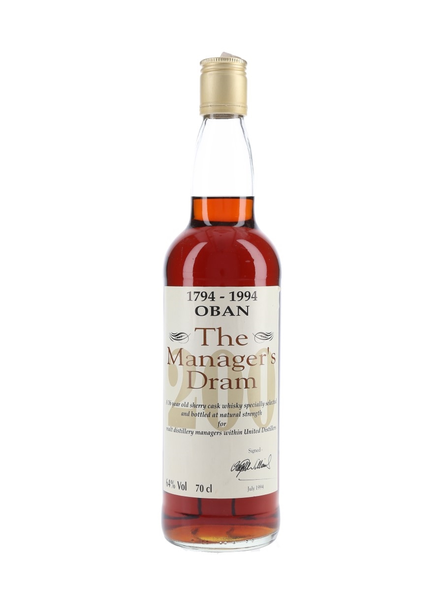 Oban 16 Year Old The Manager's Dram Bottled 1994 - 200th Anniversary 70cl / 64%