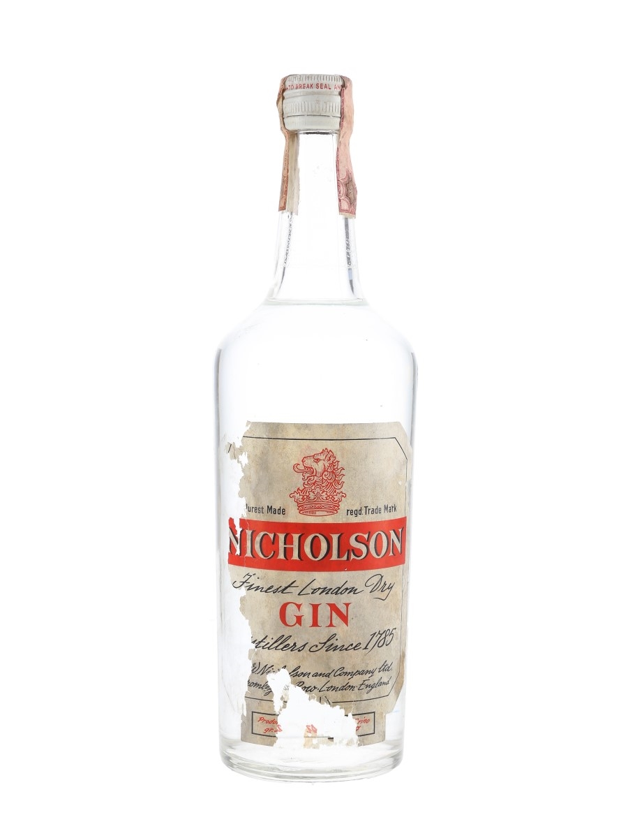 Nicholson Finest London Dry Gin Bottled 1960s 100cl