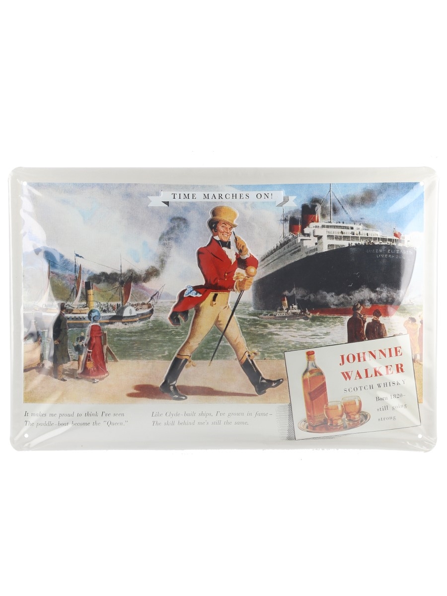 Johnnie Walker - Time Marches On! Tin Sign  20cm x 30cm
