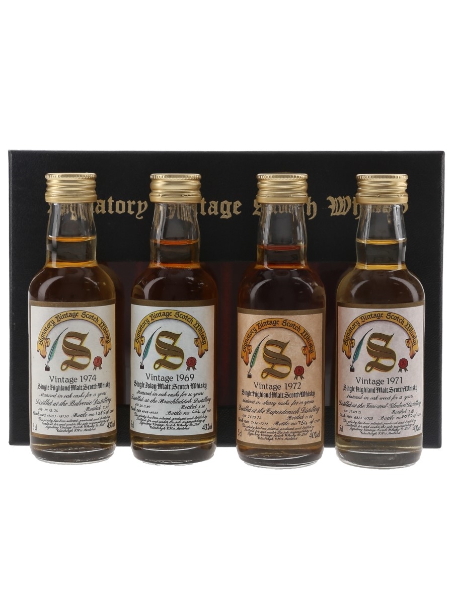 Signatory Vintage Whisky Set Balvenie, Bruichladdich, Caperdonich & Tomintoul Glenlivet 4 x 5cl