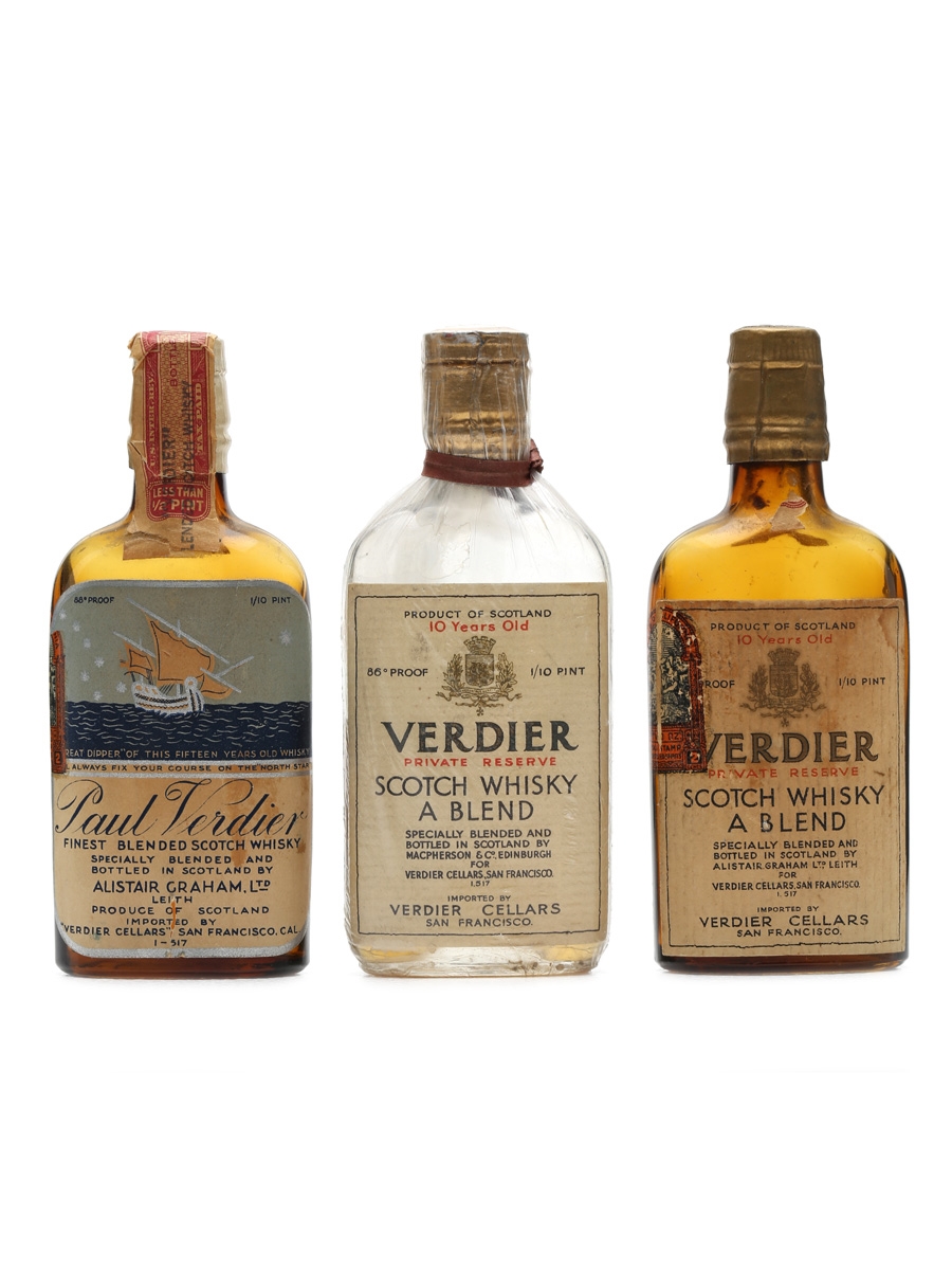 3 x Verdier Blended Whisky US Release Miniatures