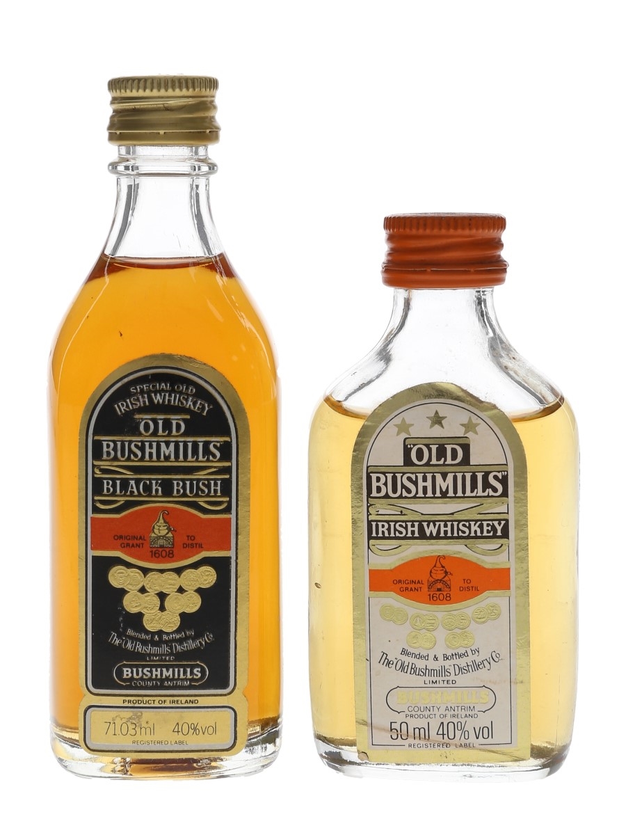 Old Bushmills Black Bush & 3 Star Bottled 1980s 5cl & 7.1cl / 40%