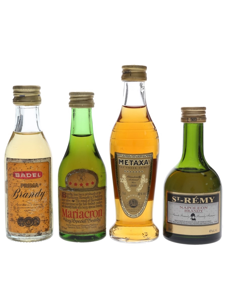 Assorted Brandy Badel, Mariacron, Metaxa & St Remy 4 x 5cl