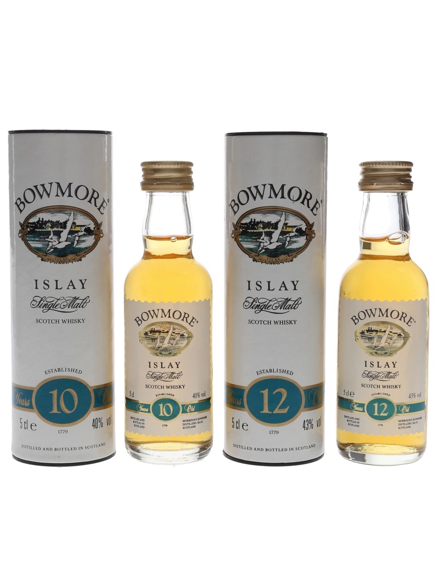 Bowmore 10 & 12 Year Old Bottled 1990s 2 x 5cl