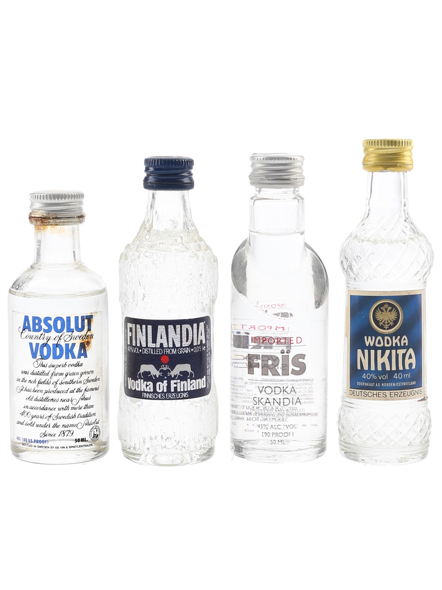 Absolut, Finlandia, Fris & Nikita Vodka  4 x 4cl-5cl