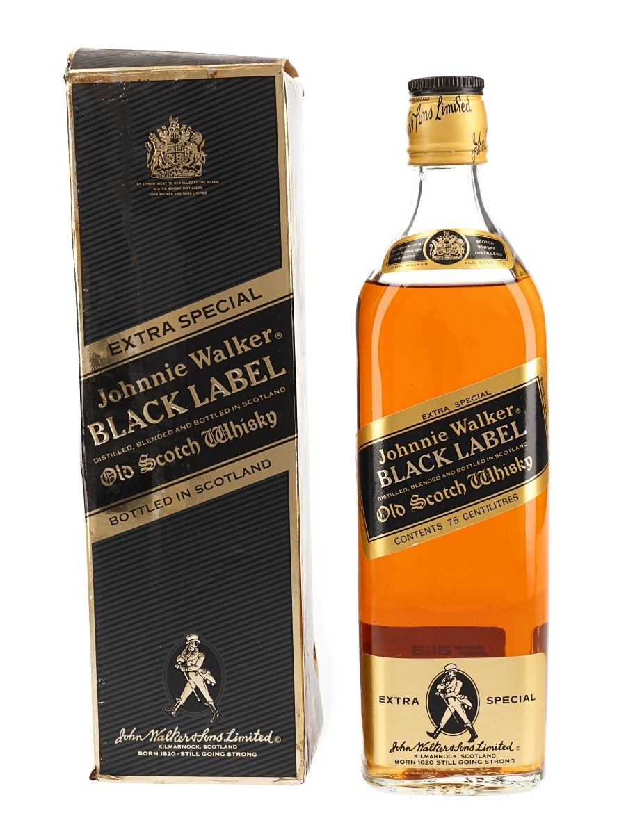 Johnnie Walker Black Label Extra Special Bottled 1980s - The Royal Jordanian Airline 75cl