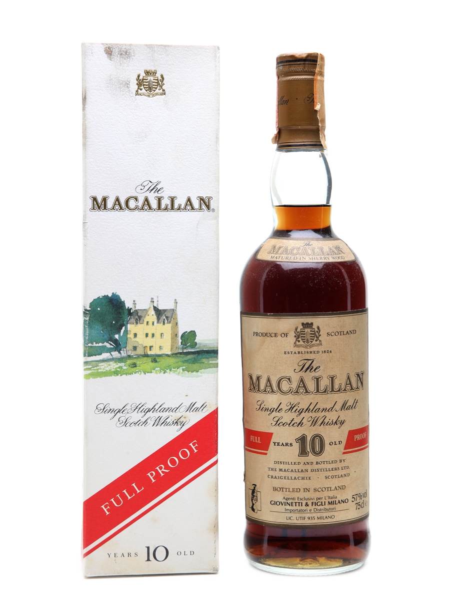 Macallan 10 Year Old Full Proof Bottled 1980s-1990s - Giovinetti 75cl / 57%