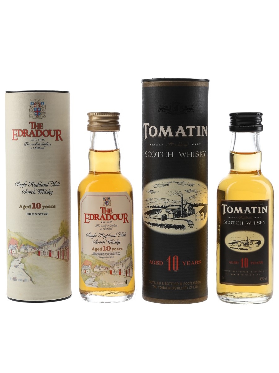 Edradour & Tomatin 10 Year Old Bottled 1990s 2 x 5cl