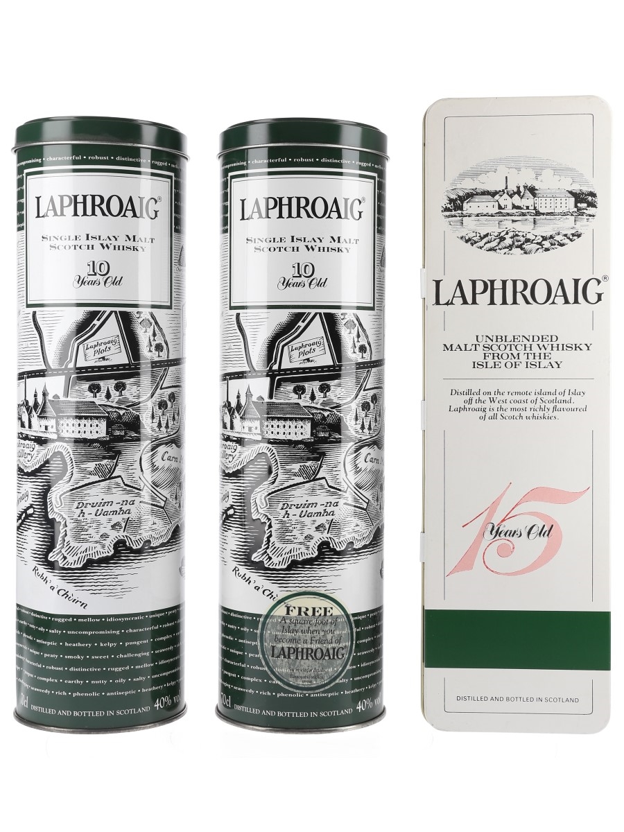 Laphroaig Whisky Tins - Empty 10 & 15 Year Old 