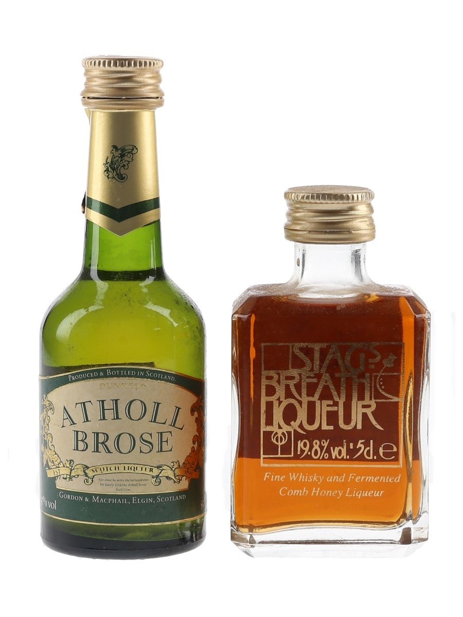Atholl Brose & Stag's Breath Liqueur  2 x 5cl