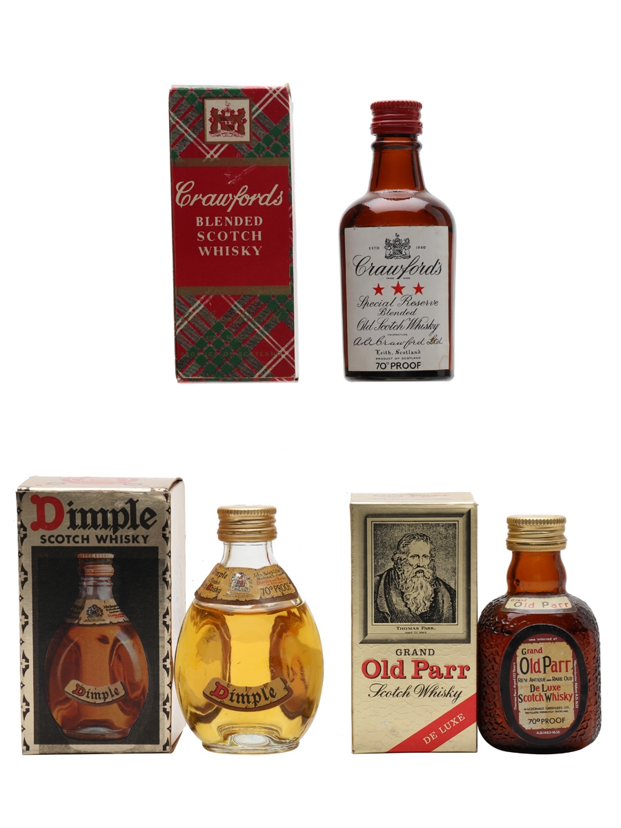 Crawford's, Dimple & Grand Old Parr Bottled 1970s 3 x 5cl / 40%