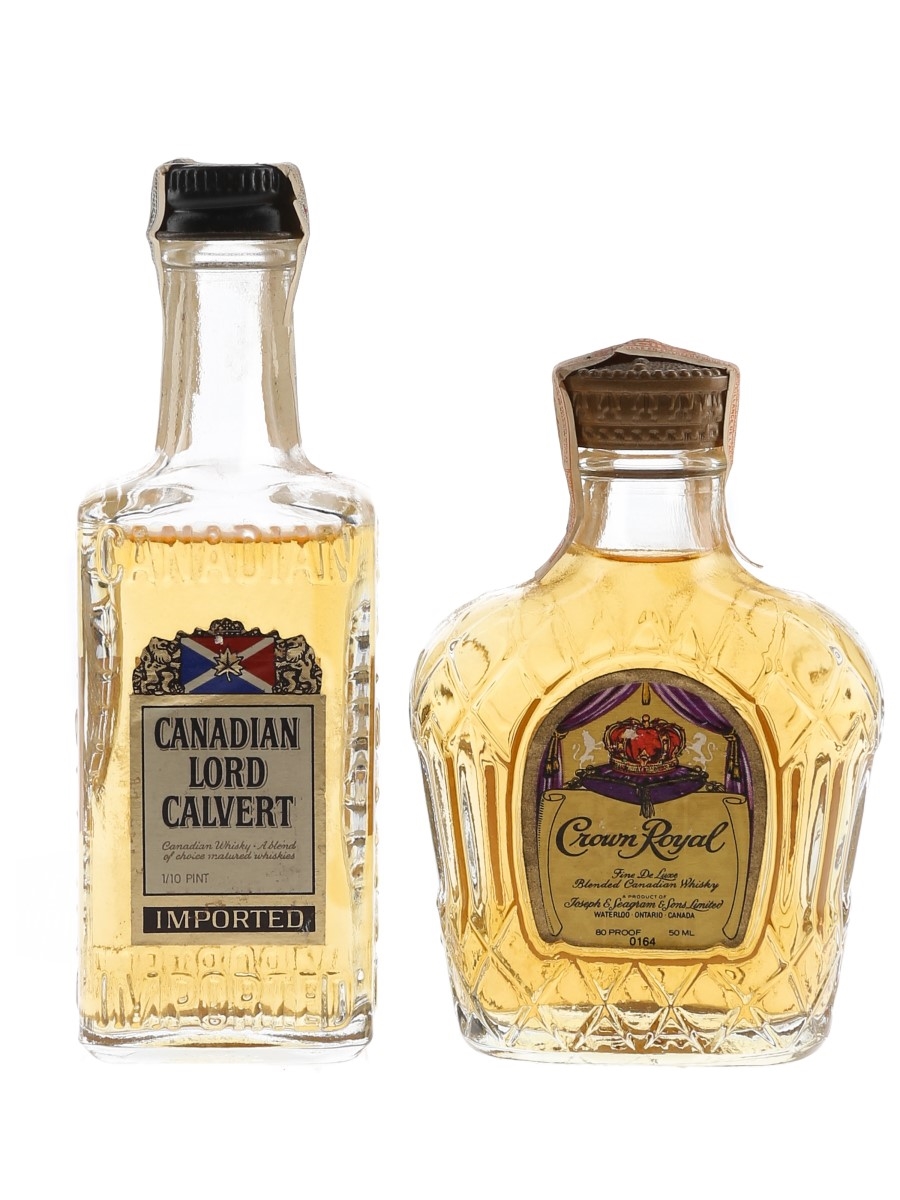 Crown Royal & Canadian Lord Calvert Bottled 1970s 4.7cl-5cl