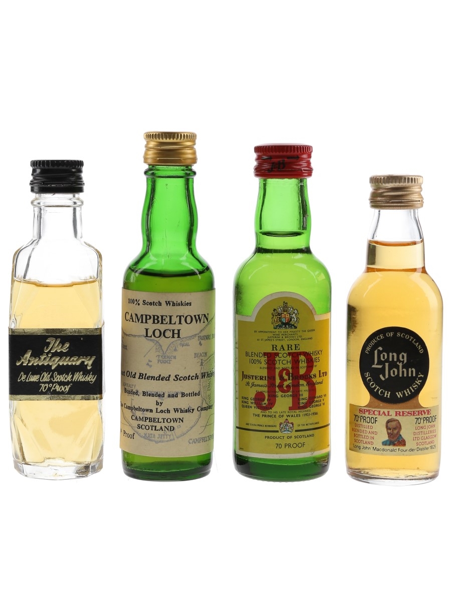 Antiquary, Campbeltown, J&B & Long John Bottled 1970s 4 x 5cl / 40%