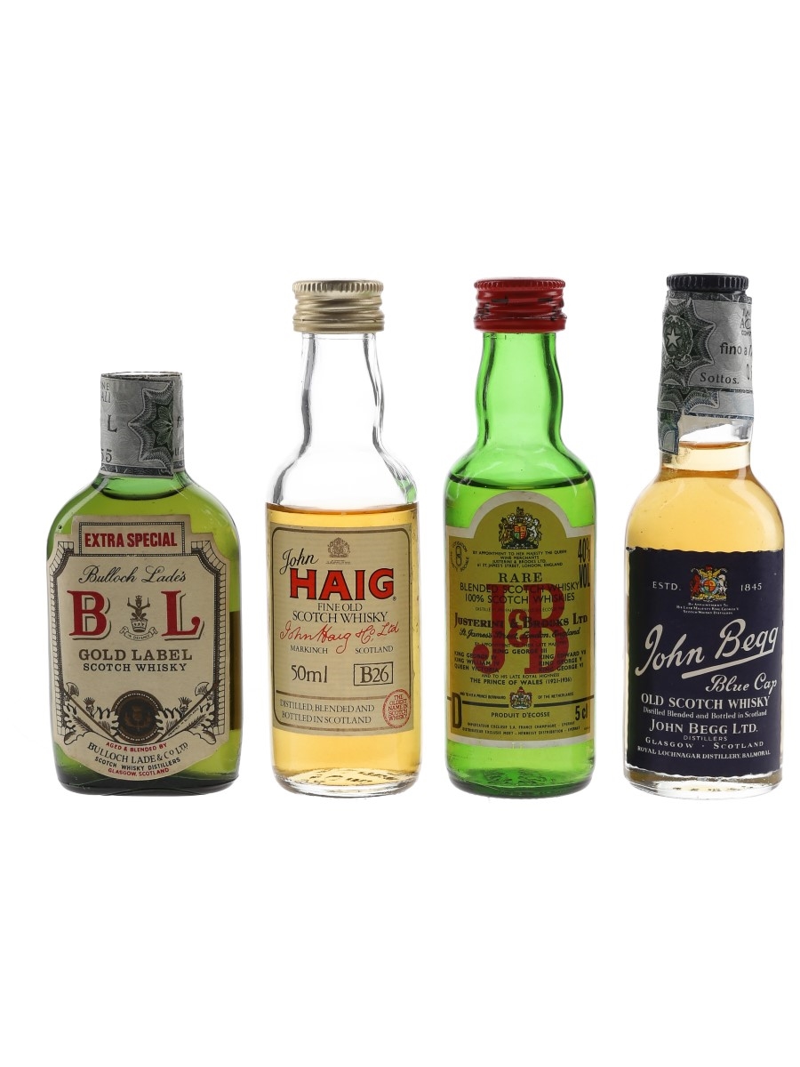BL, Haig, John Begg & J&B Bottled 1980s 4 x 4.6cl-5cl