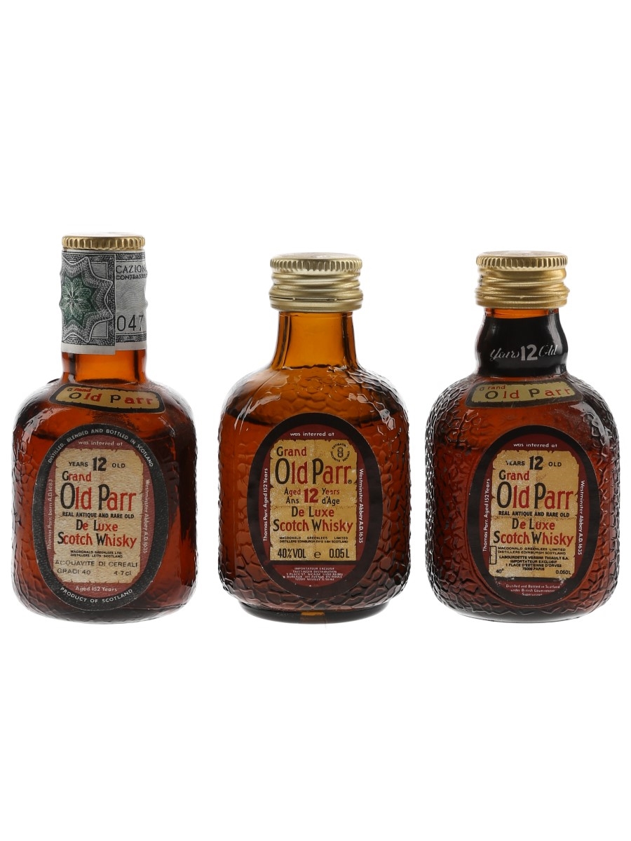 Grand Old Parr 12 Year Old Bottled 1980s 3 x 4.7cl-5cl / 40%