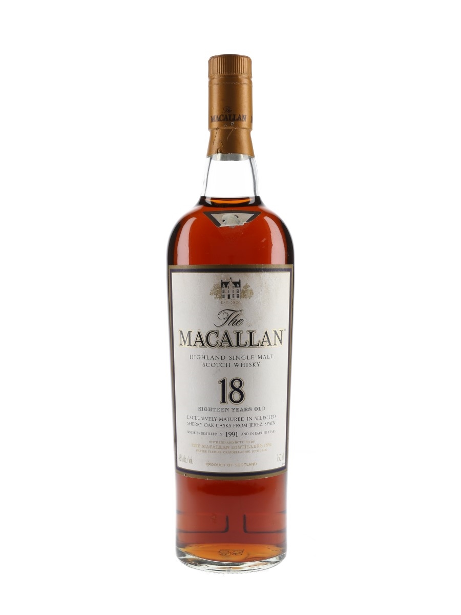 Macallan 18 Year Old Distilled 1991 and Earlier 75cl / 43%