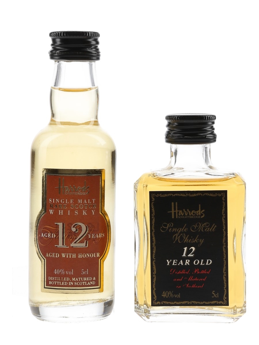 Harrods De Luxe 12 Year Old Bottled 1990s 2 x 5cl / 40%