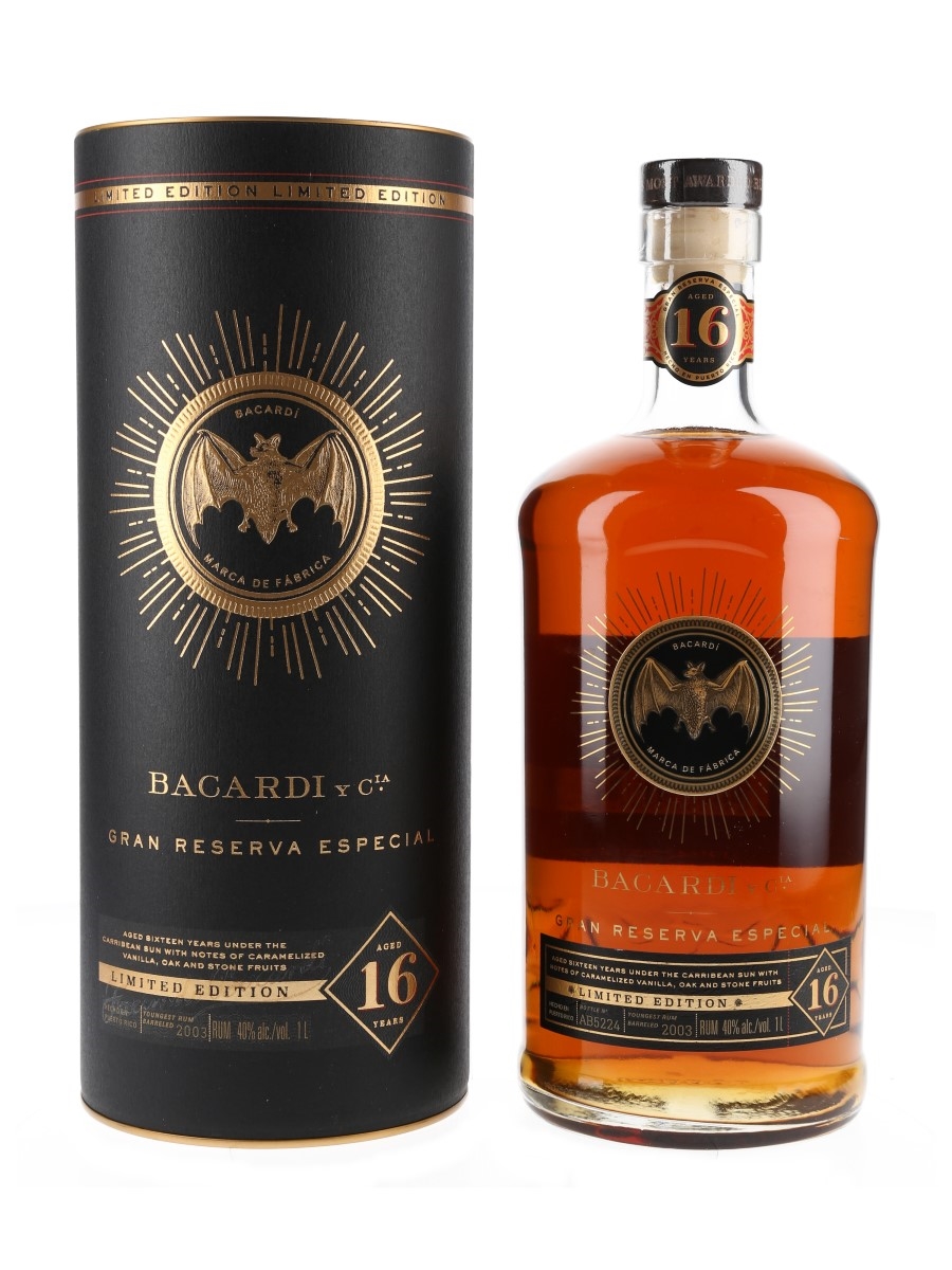 Bacardi 16 Year Old Gran Reserva Especial Youngest Rum Barreled In 2003 - Travel Retail 100cl / 40%