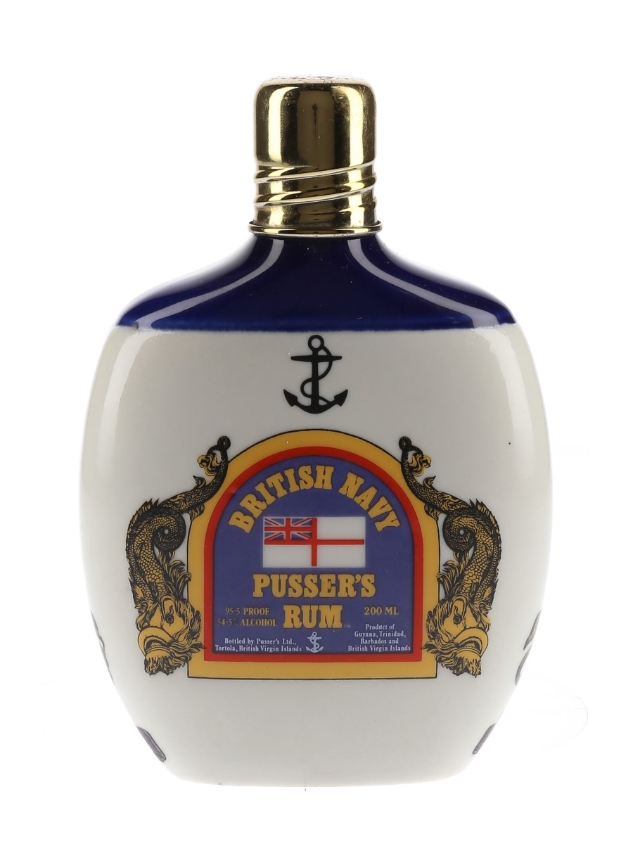 Pusser's Navy Rum Ceramic Hip Flask Bottled 1970s-1980s 20cl / 54.5%
