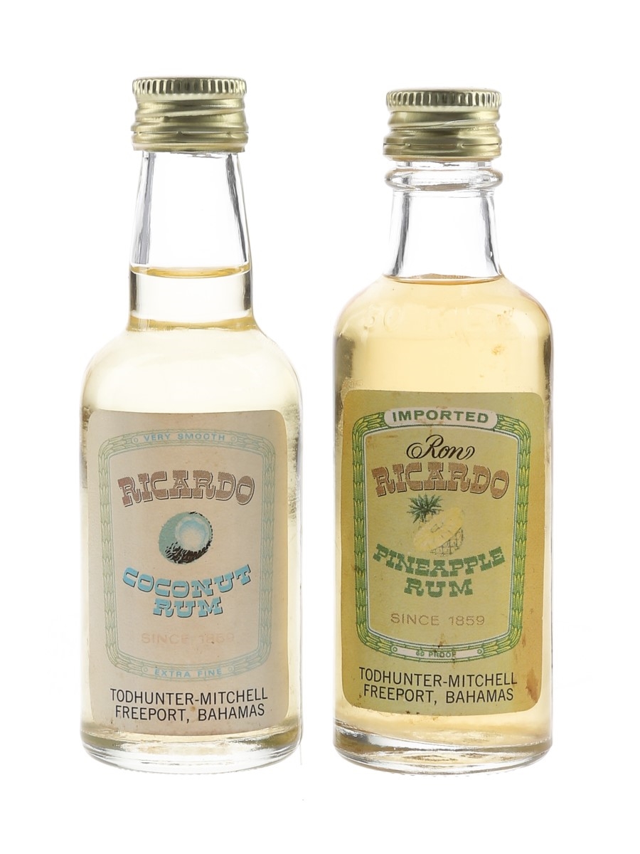 Ron Ricardo Pineapple and Coconut Rum Bottled 1980s 2 x 5cl