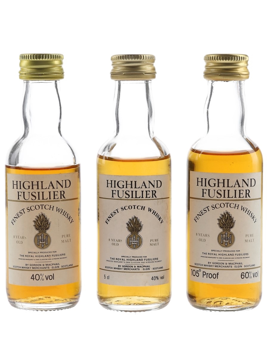 Highland Fusilier 8 Year Old Bottled 1980s - Gordon & MacPhail 3 x 5cl