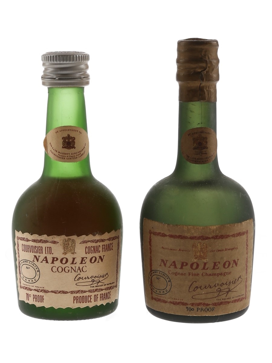 Courvoisier Napoleon Cognac Bottled 1960s & 1970s 2 x 3cl / 40%