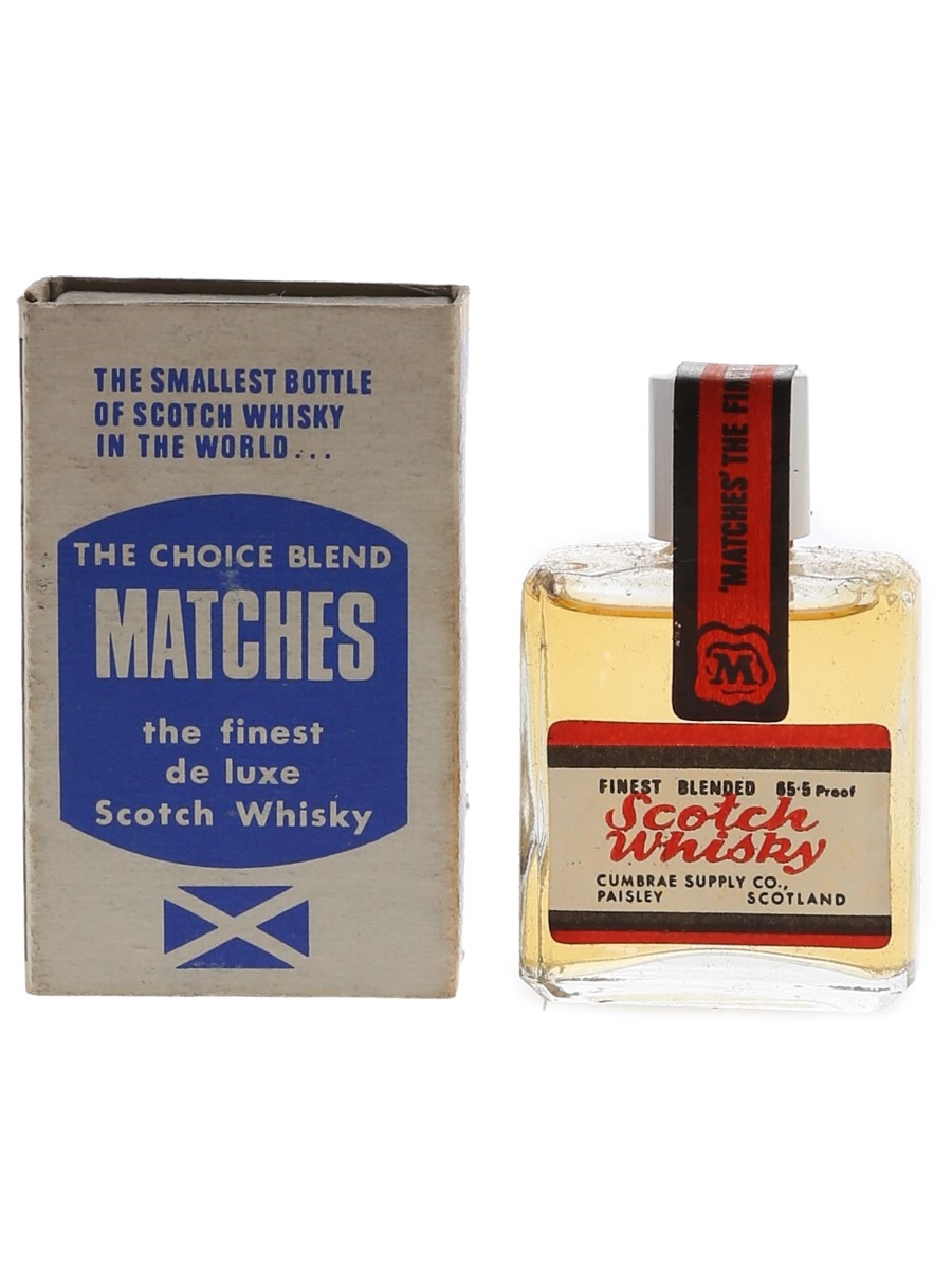 Robbie Burns Matches Bottled 1970s - The World's Smallest Bottle Of Scotch Whisky 1cl / 40%