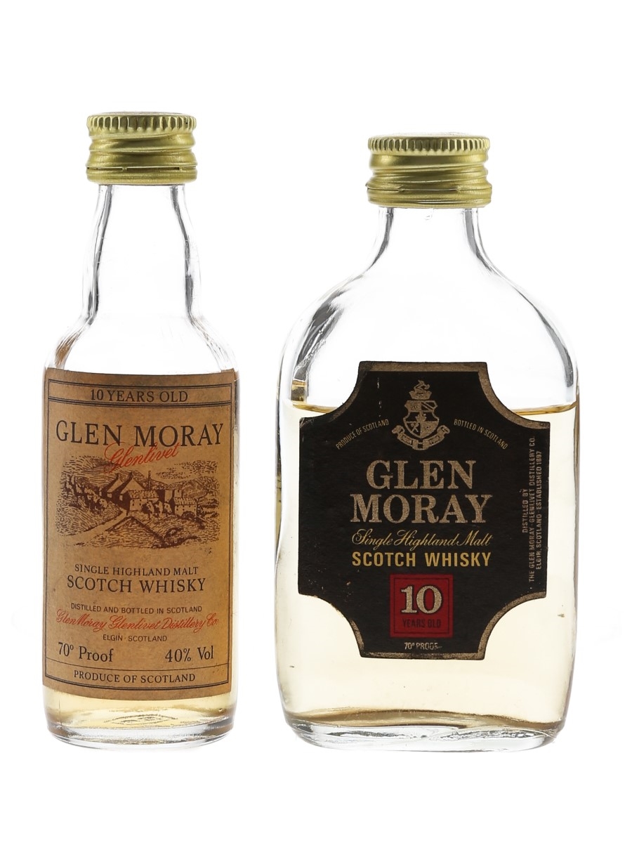 Glen Moray 10 Year Old Bottled 1970s 2 x 5cl / 40%