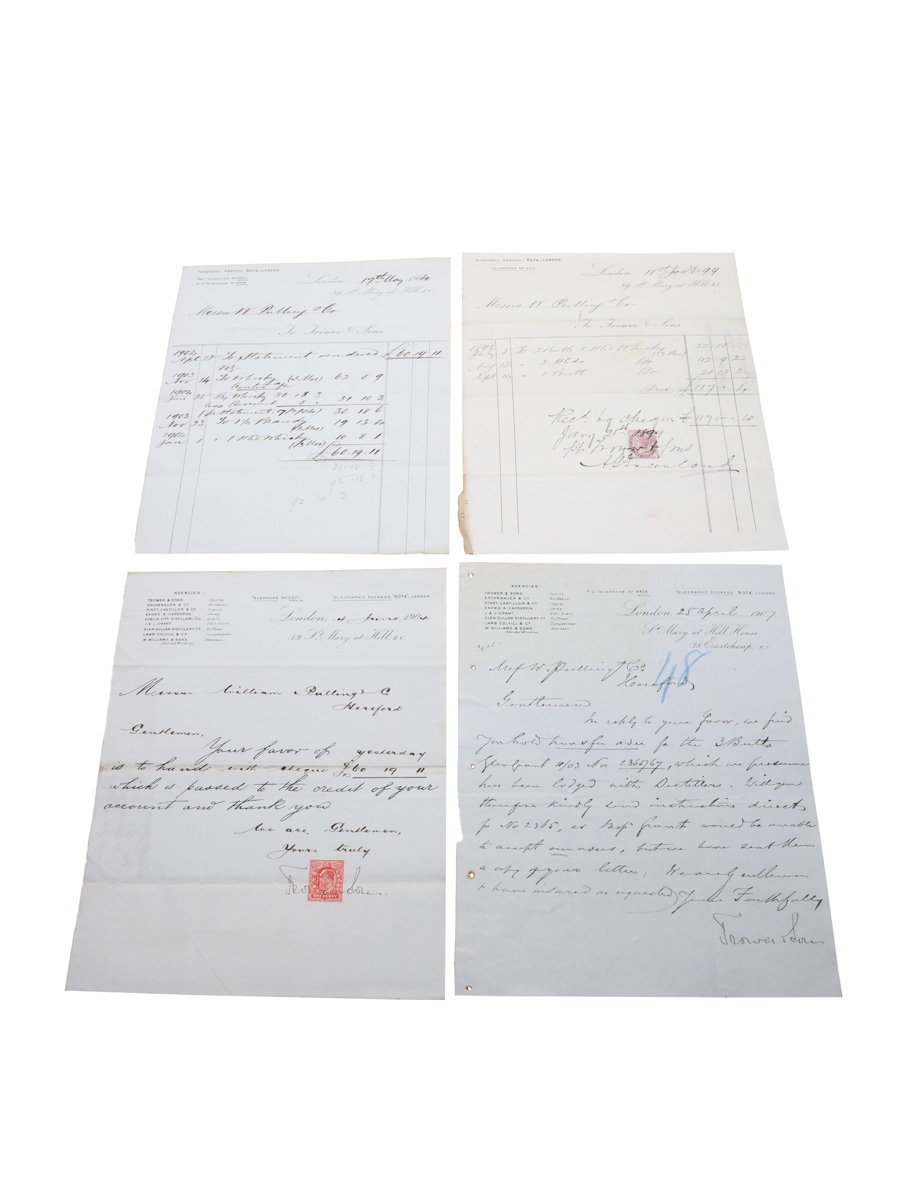 Trower & Sons Correspondence & Receipts, Dated 1899-1907 William Pulling & Co. 