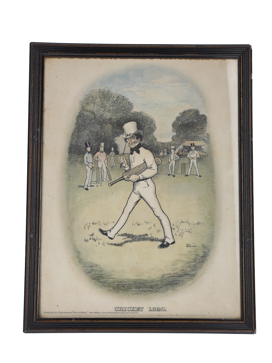 Johnnie Walker Sporting Print - Cricket 1820 Early 20th Century - Tom Browne 40cm x 31cm