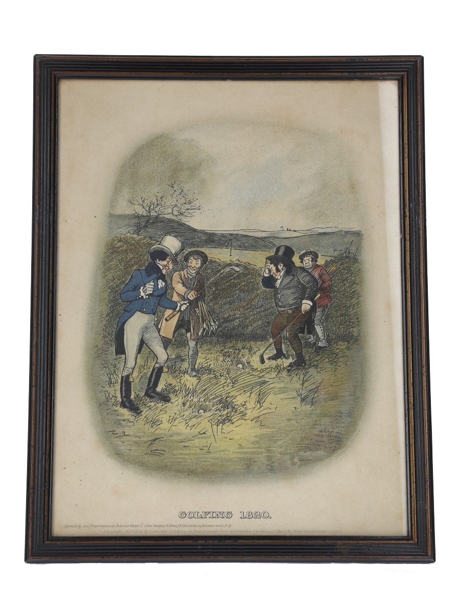 Johnnie Walker Sporting Print - Golfing 1820 Early 20th Century - Tom Browne 40cm x 31cm
