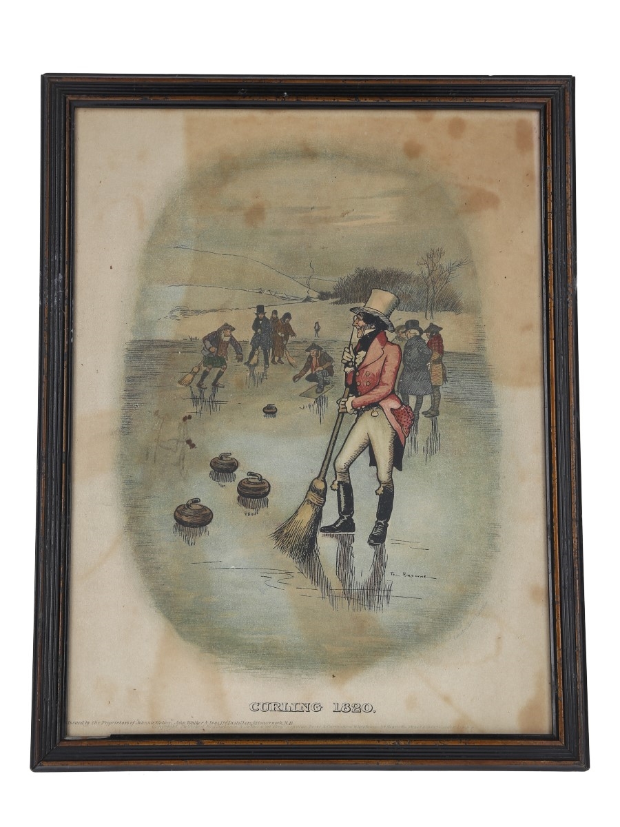Johnnie Walker Sporting Print - Curling 1820 Early 20th Century - Tom Browne 40cm x 31cm