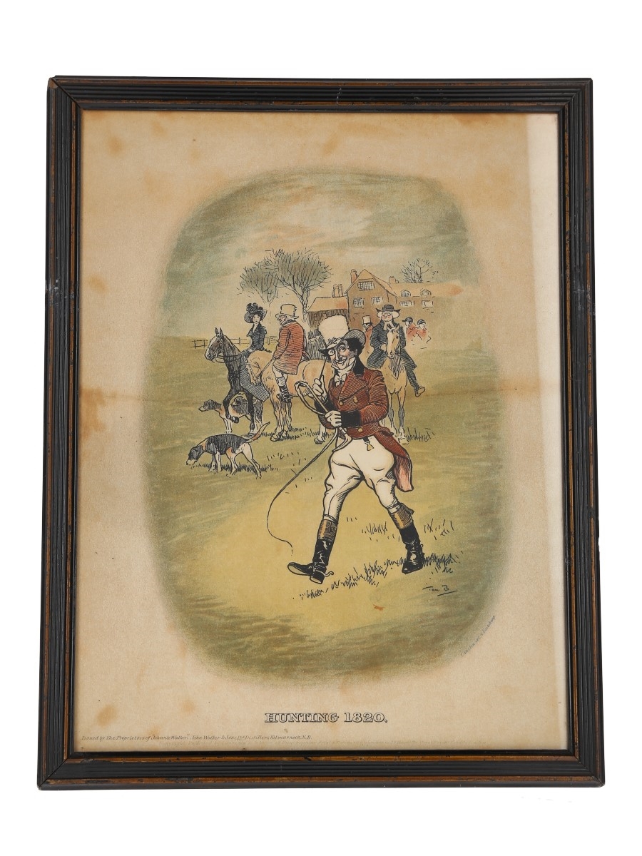 Johnnie Walker Sporting Print - Hunting 1820 Early 20th Century - Tom Browne 40cm x 31cm