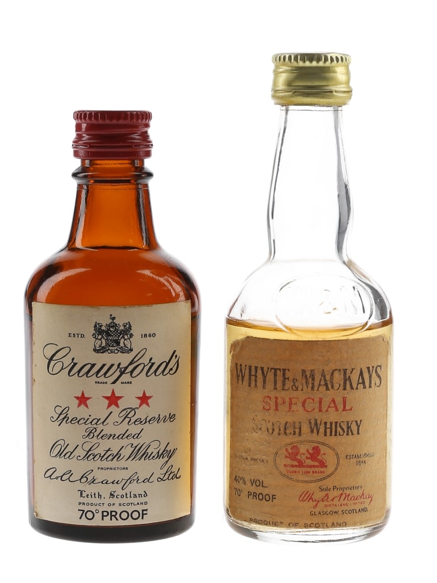 Crawford's & Whyte & Mackays Special Bottled 1960s-1970s 2 x 5cl / 40%