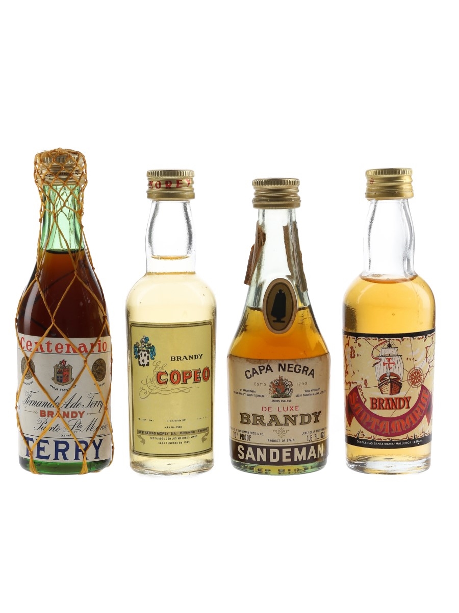 Assorted Spanish Brandies Copeo, Sandeman, Terry Centenario & Santa Maria 4 x 4.5-5cl