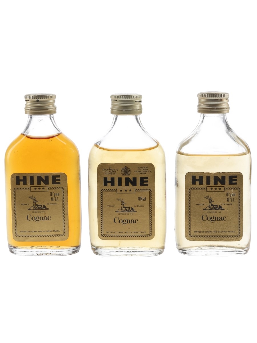 Hine 3 Star Bottled 1970s-1980s 3 x 5cl / 40%