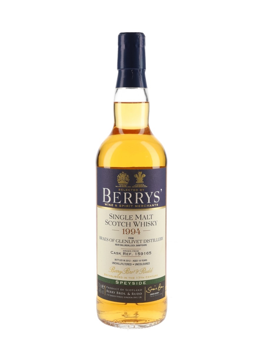 Braes of Glenlivet 1994 18 Year Old Bottled 2012 - Berry Bros & Rudd 70cl / 46%