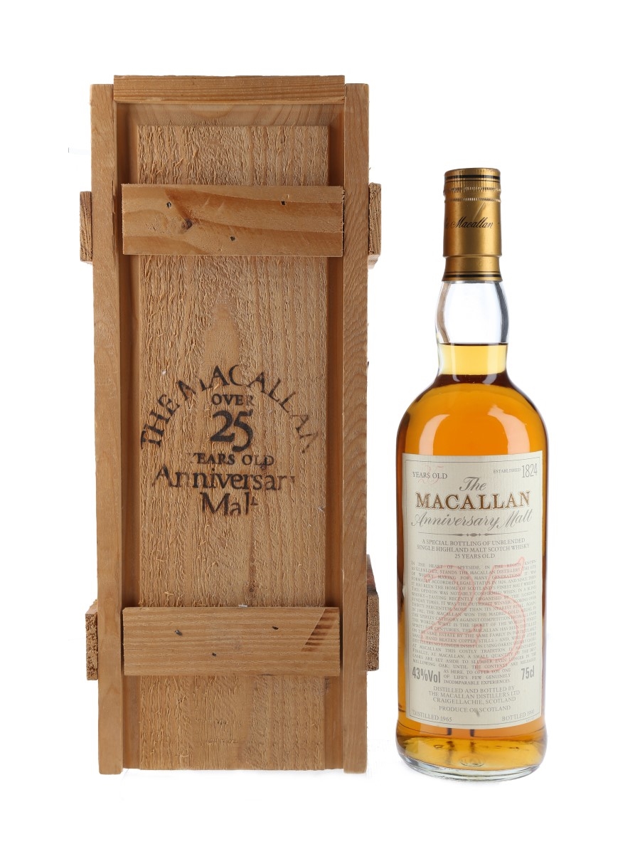 Macallan 1965 25 Year Old Anniversary Malt Bottled 1990 75cl / 43%