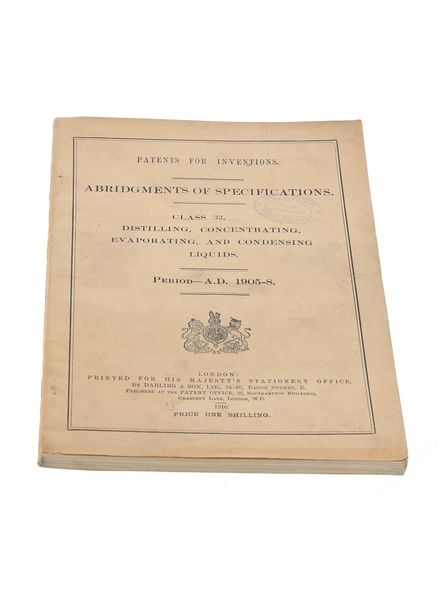 Patents for Inventions Class 32, Distilling, Concentration, Evaporation, and Condensing Liquids, 1905-1908 Bradford Free Library 